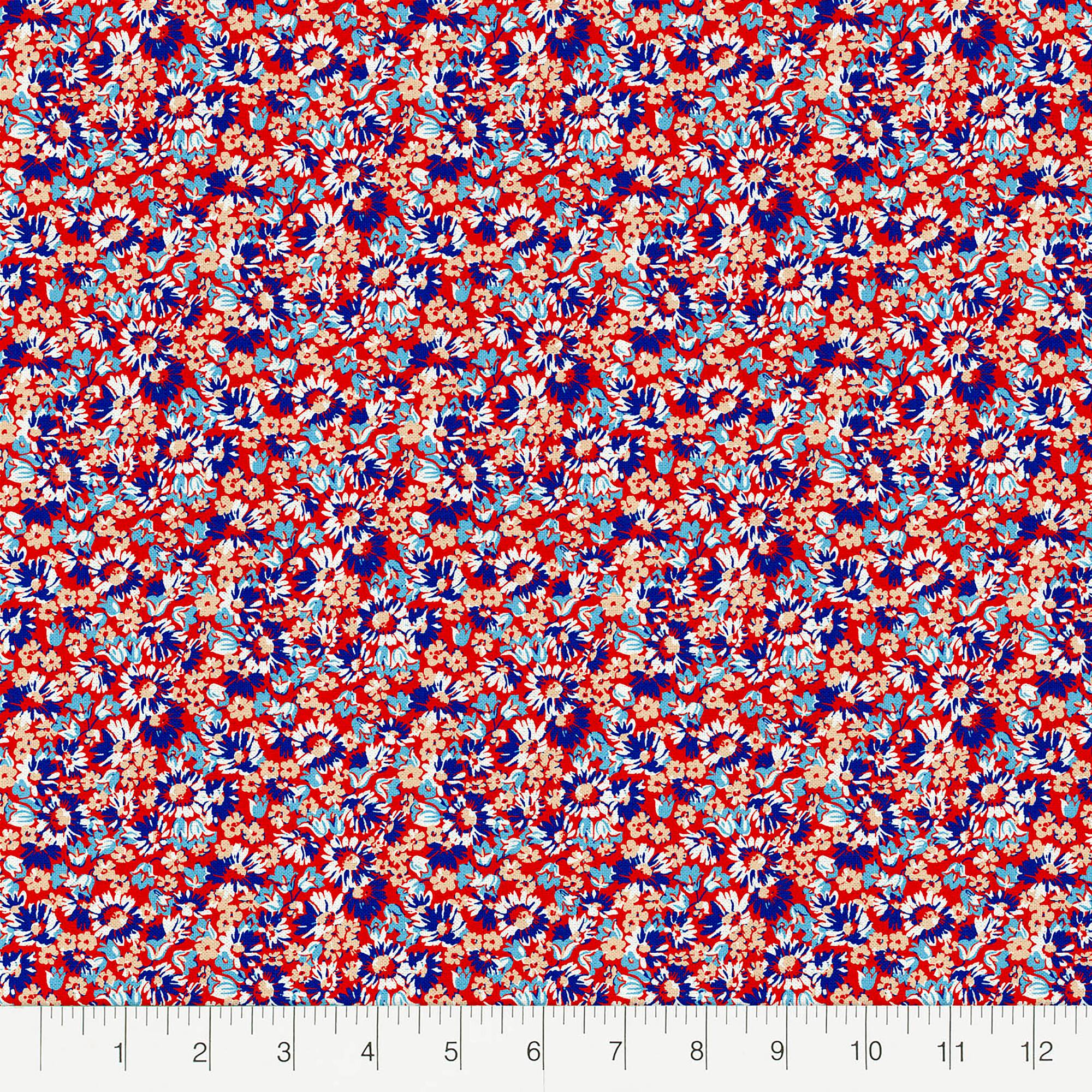 Fabric Editions Red Annabell Floral Cotton Fabric